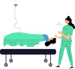 护士照料病床上的患者