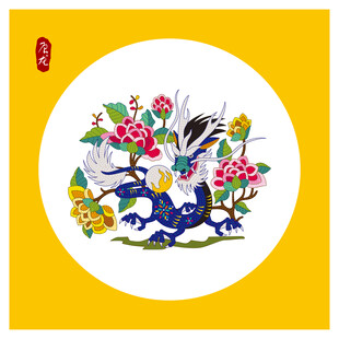 花卉刺绣图案生肖龙
