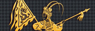 手持长枪的金色古代战将