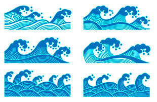 多样蓝色海浪