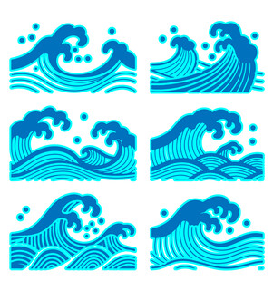 多样蓝色海浪