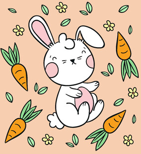可爱兔子与胡萝卜插画