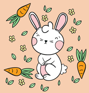 可爱白兔与胡萝卜插画