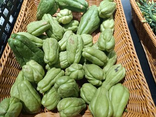 竹篮中的新鲜佛手瓜