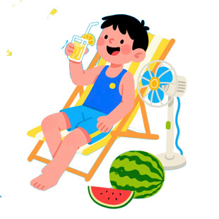 男孩夏日躺椅享清凉时刻