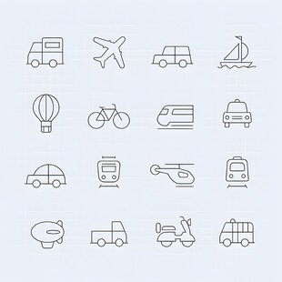 多样交通工具图标集合