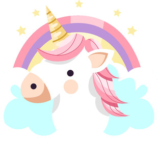 梦幻独角兽与彩虹云朵