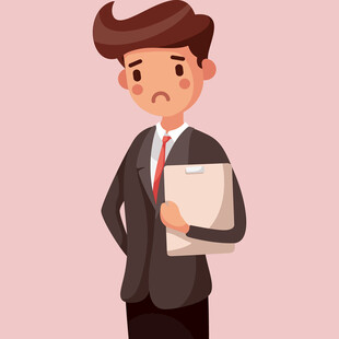 商务男士手持文件神情紧张