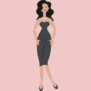 优雅黑衣女士时尚插画