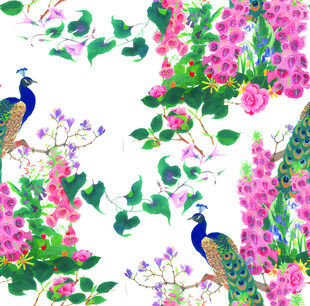 孔雀繁花图案