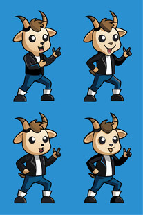 山羊卡通形象多样展示