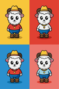 卡通工人熊猫形象集合