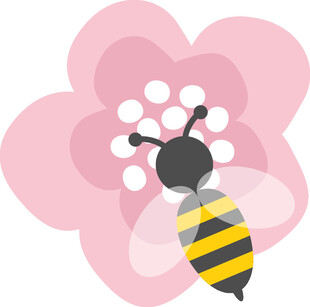 蜜蜂在粉色花朵上采蜜