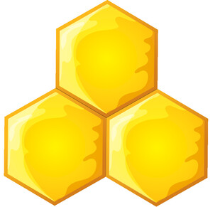 三个六边形金黄色蜂巢