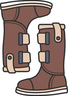 棕色搭扣长筒靴插画