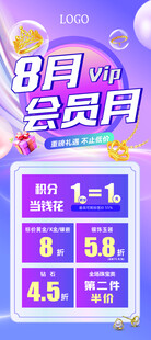 8月会员月优惠活动海报