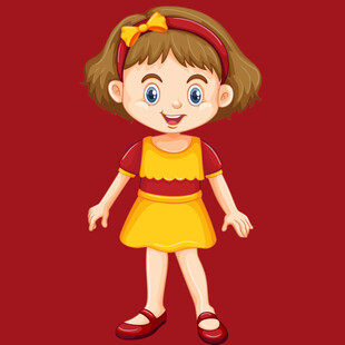 穿黄裙的可爱小女孩