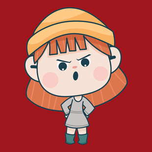 戴帽生气的卡通小女孩