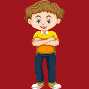 自信小男孩  双臂交叉站立