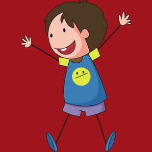 快乐跳跃的卡通小孩