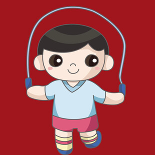 卡通小孩跳绳图