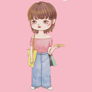 时尚女孩出行插画形象