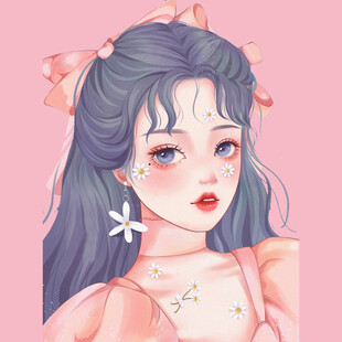梦幻蓝发蝴蝶结少女