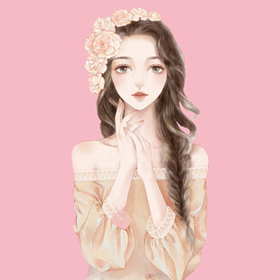 梦幻花饰少女插画