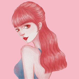 红发披肩的时尚女孩