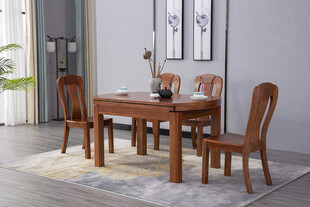 中式实木餐桌椅组合套装