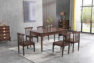 实木餐桌椅组合室内展示