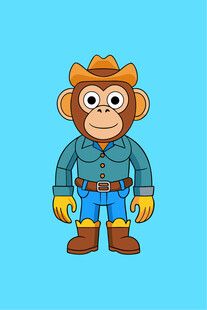 戴帽猴子工人形象