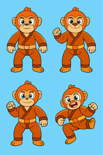 可爱小猴不同动作造型