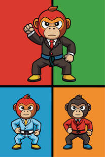 卡通猴子角色多样造型