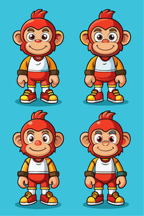 卡通小猴多样造型