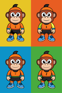 多彩嘻哈风猴子卡通形象