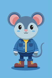 穿工装的可爱小老鼠