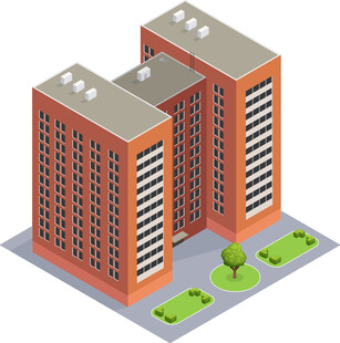 橙色高楼建筑群