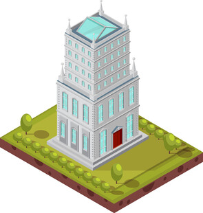 现代风格等距建筑模型