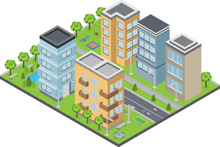 城市建筑景观等距效果图