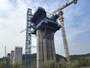 桥梁施工中的塔式起重机