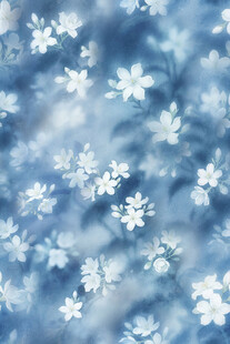 蓝底白花梦幻纹理图案