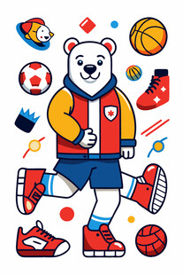 运动小熊与各类运动装备