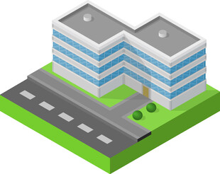 现代等距风格办公楼建筑