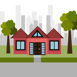 城市边的温馨红顶小住宅