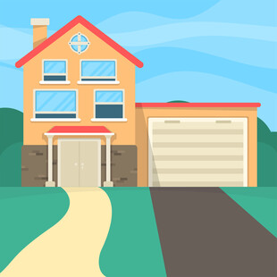 两层住宅与车库景观