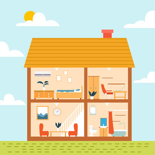 两层小屋内部布局展示