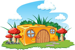 蘑菇旁的童话小屋