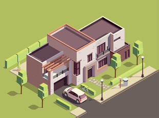 现代风格联排别墅效果图