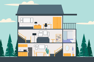 三层住宅内部结构剖面图